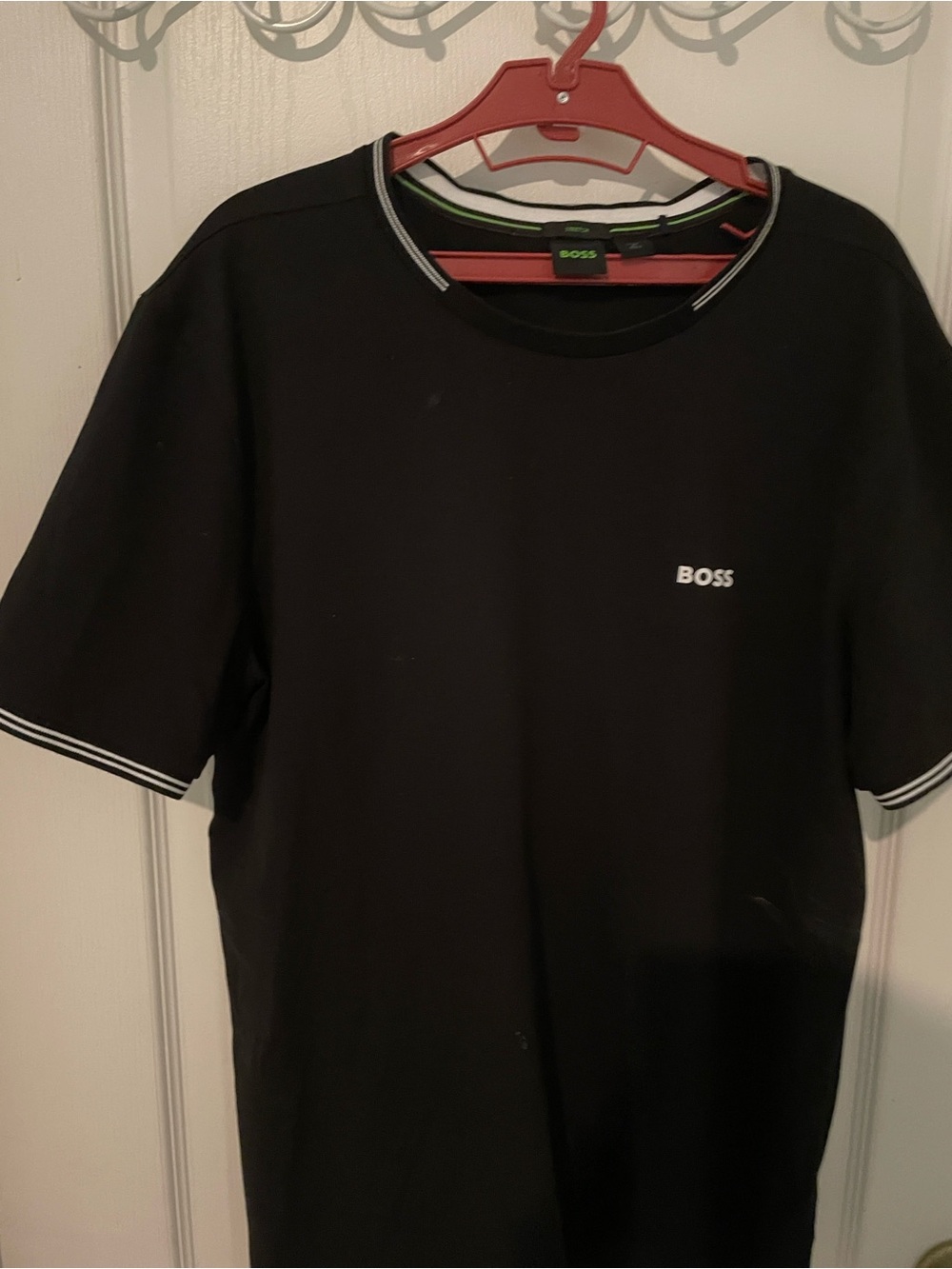 BOSS Black Short Sleeve Logo Tee with White Trim